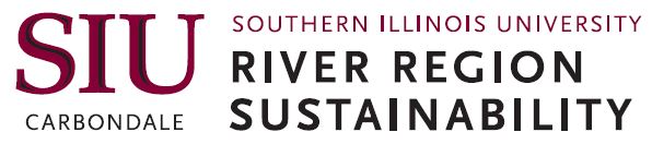 Logo that reads, "SIU Carbondale. Southern Illinois University River Region Sustainability."